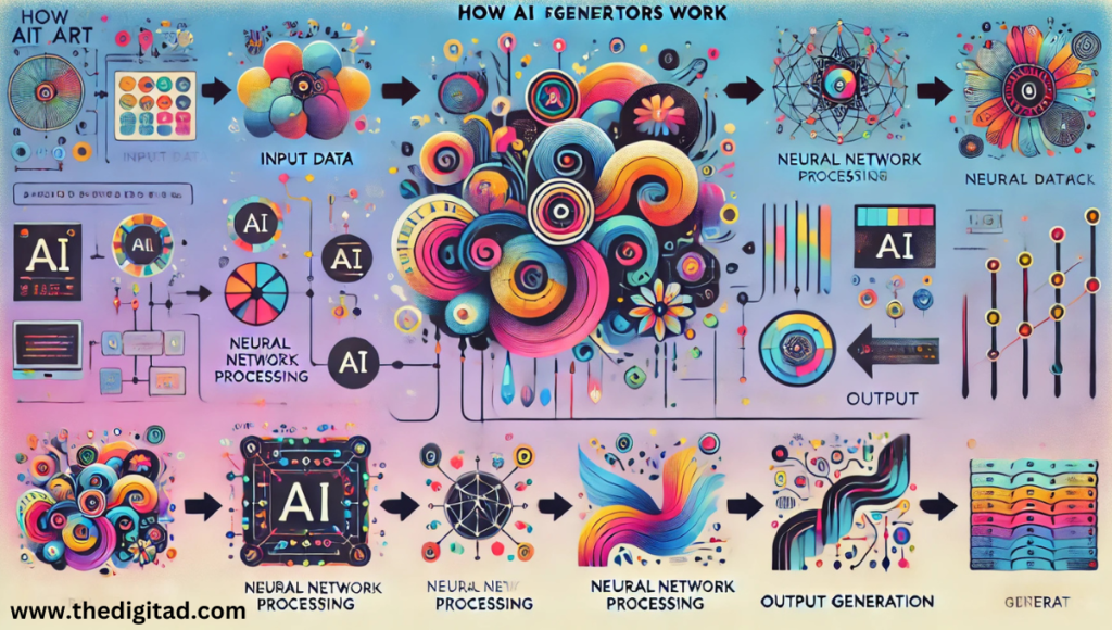 how AI art generators work infographic